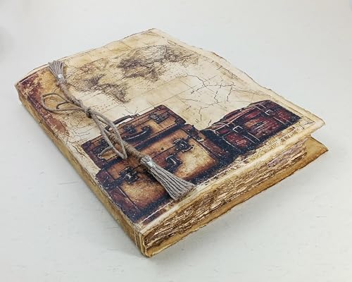 Carnet de voyage vintage en papier fait main grand format pour scrapbook et dessin