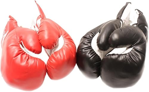 Juego de guantes de boxeo de 16 onzas con esquinas rojas y esquinas negras