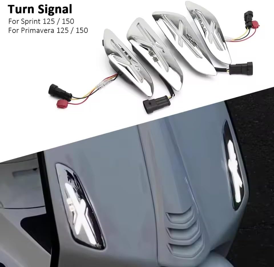 Motorcycle Accessories LED Turn Signal Indicator Light Black/Chrome Flasher For V Sprint 125 150 Primavera 150 PRIMAVERA 125 (Rear Bright Black)