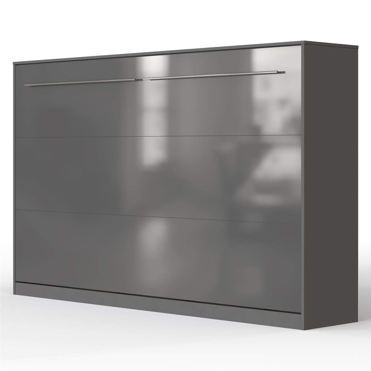 SMARTBett Standard 120x200cm Horizontal Antracita/Antracita Alto Brillo | Cama Abatible, Cama De Pared, Cama Plegable, Cama Oculta