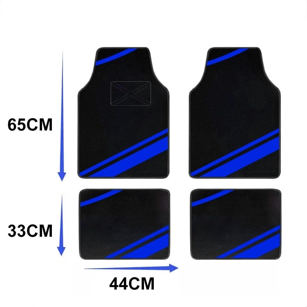 Generico Set tappetini Auto Tappetini per Auto Tappeto Universale Set Completo Accessori Tapis De sol Voiture Alfombrillas para Autos Rilievi del Piede dell'automobile Tappeto tappetti Auto(Blue 2)