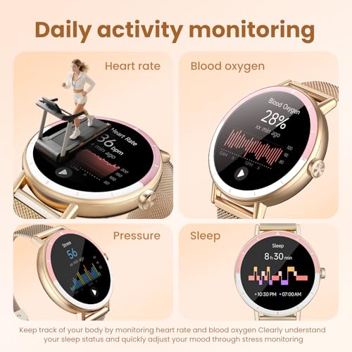 KEEPONFIT Smart Watches for Women Android/iPhone, IP68 Waterproof Fitness Tracker with Bluetooth Calls(Answer&Make), Activity Pedometer/Heart Rate/SpO2 Monitor/100+ Sports Model DR05 Pink の商品画像 2