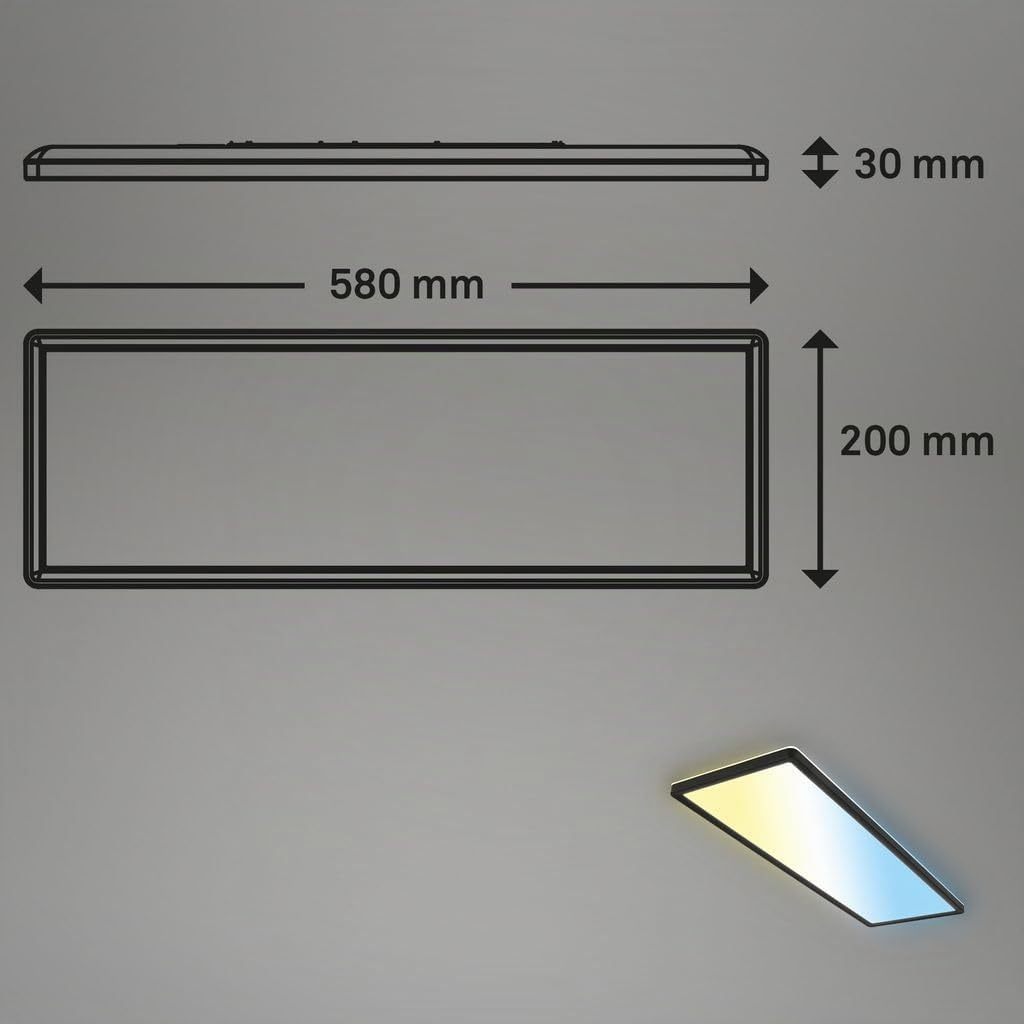 Briloner - Plafoniera LED CCT, plafoniera LED retroilluminata, ultrapiatta, dimmerabile, telecomando, bianco caldo, bianco neutro, bianco freddo, 580 x 200 x 30 mm (L x P x A)