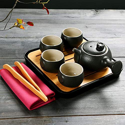 Set Da Tè Giapponese E Cinese Con Teiera, Tazze, Contenitore E Vassoio – Servizio Da Viaggio In Porcellana Per Casa E Ufficio – Landscape - 2