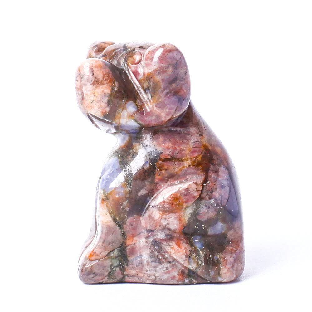 FOCCARBe Meeting Natural Crystal 1.5 inches Dog Statue Hand Carving Quartz Animal Figurine Sculpture Pocket Stones Home Desk Decoration Pet Collection Gift Crystal (Color : Que Sera)