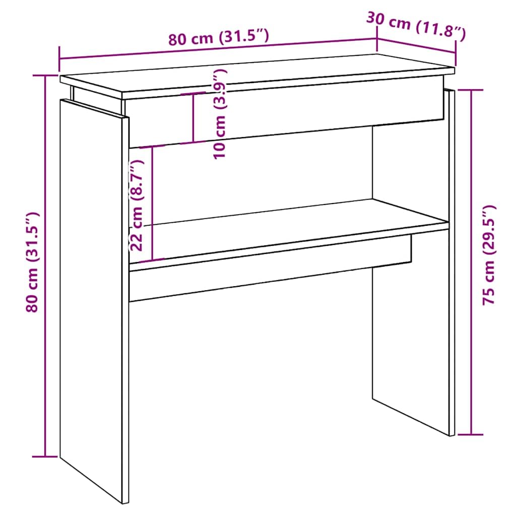 vidaXL Table Console chêne Artisanal 80x30x80 cm Bois d'ingénierie, Bout de canapé, Table de Couloir, Support de Couloir, Table de canapé
