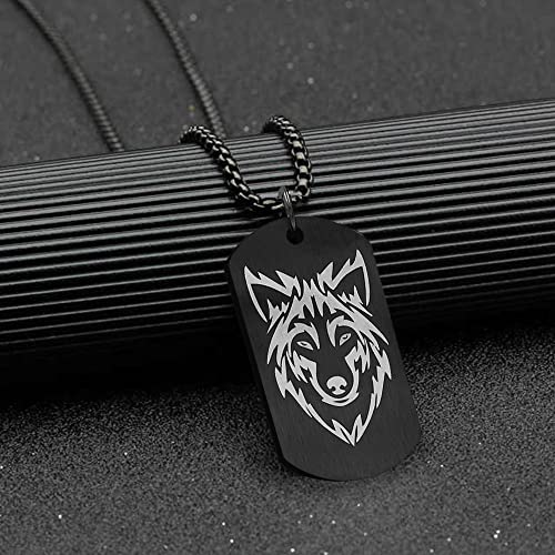 TURTLEDOVE Wolf Necklace Stainless Steel - I am Wolf Fans of Dog Tag Jewelry - Norse Fenrir Pendant of Nordic Scandinavian Amulet4