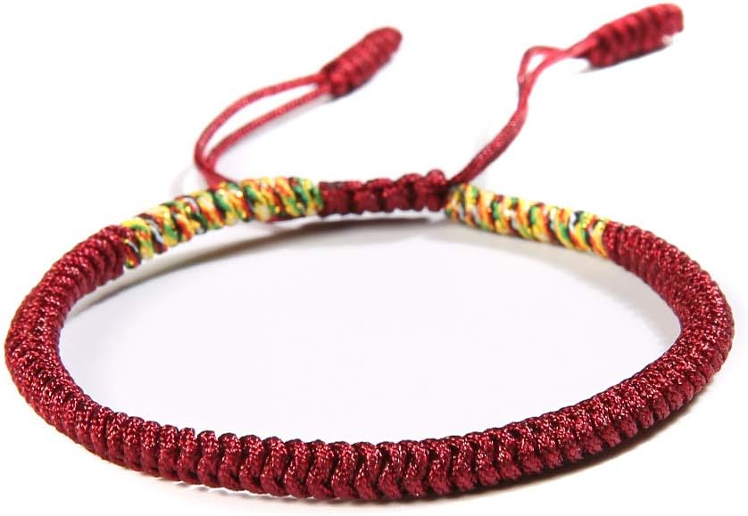 COLORFUL BLING Handmade Weave Tibetan Buddhist Woven Knots Bracelets Mens Womens Lucky Red String Bracelets for Protection Jewelry