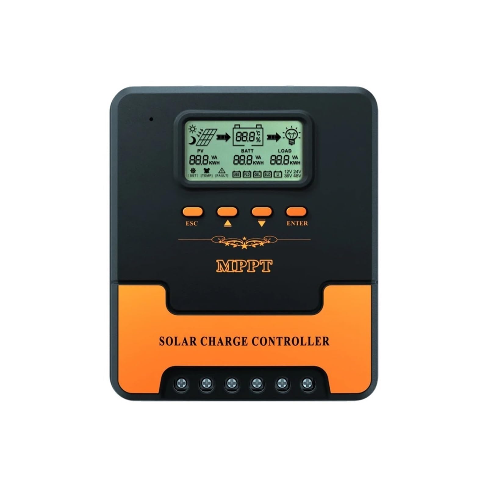 Regolatore di carica solare, Regolatore di carica solare automatico MPPT 12V 24V 10A/20A/30A/40A/50A/60A fotovoltaico intelligente(10A)