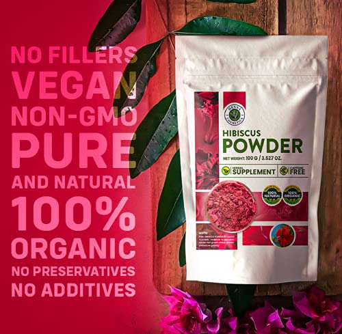Hibiscus Powder, Herbal Supplement, For Tea, Skin & Hair Moisture 100 Grams | 100% Natural, Pure, Organic | Henna Cosmetics #TOP6