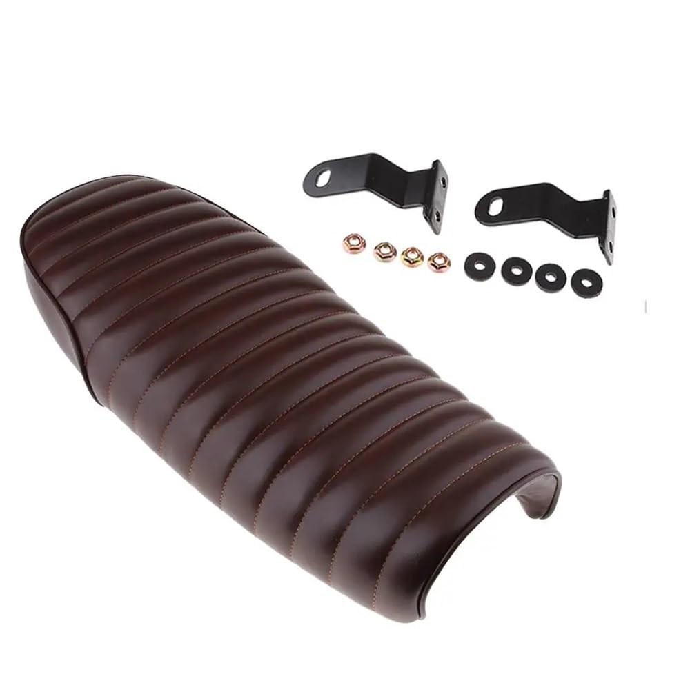 Asiento plano para motocicleta universal marrón con rayas estilo vintage 7