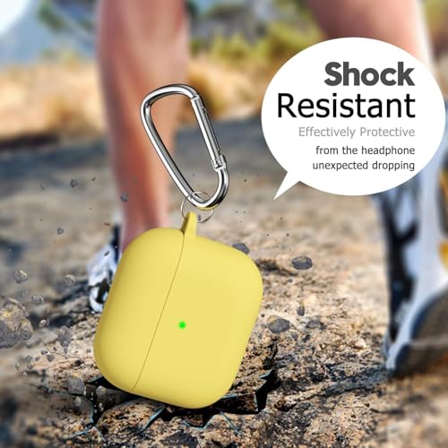 Image of Meyaar for Apple AirPods Pro 3 ​​​​​​​Case Cover with Keychain, Soft Skin Silicone Case Cover, Full Protective Case Cover Compatible with AirPods Pro (3rd Generation) Case 2025 (Yellow)