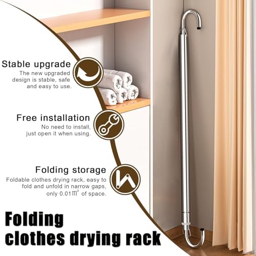 Foldable Clothes Drying Rack - Adjustable Retractable Laundry Rack, Stackable Indoor/Outdoor Use, 47-87" (120-220cm) - Perfect for Balconies, Wardrobes & Small Spaces