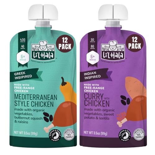 Li’l Hala Baby Food Pouches - 2 Flavors (24 Total) – Curry & Mediterranean – Free-Range Chicken & Organic Veggies – Protein & Healthy Fats – Toddler Puree Meals for 6+ Months – 3.5 oz Pouches image 5