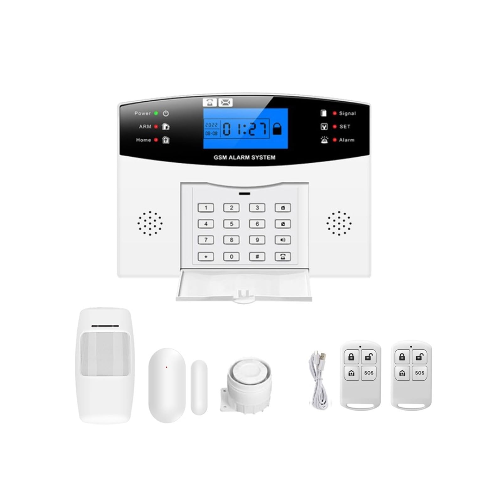 Tuya Wifi Wireless Home Security GSM Alarm System Remote Control Auto Dial PIR Door Sensor Siren Remote Monitoring(Kit C)