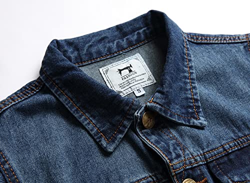 Image of Denim Vest Men Lapel Sleeveless Slim Fit Retro Ripped Casual Jean Vest for Men's