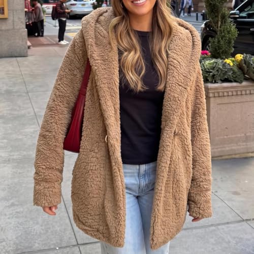 Sherpa Jacket Women Fleece Cardigan Hooded Loose Warm Coat Winter 2026 - image 7