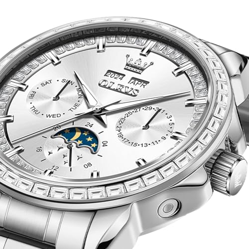 Image of OLEVS Automatic Watches for Men 43MM Skeleton Large Dial 3Hand Self Winding Watch Stainless Steel Dress Luxury Mechanical Waterproof Luminous Wirst Watch Gift