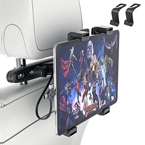 Support de tablette de voiture rétractable 3 en 1 pour siège arrière - Rotation à 360° - Pour enfants - iPad / iPad Pro / iPad Mini / Samsung Tab / Android Tab toutes les tablettes de 7" à 13" Cover