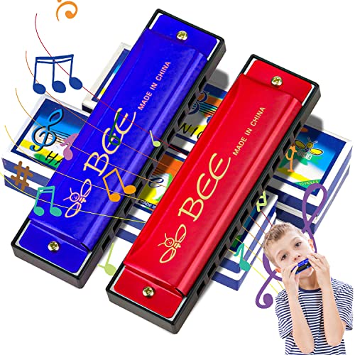 NTGRTY Lot de 2 harmonica diatonique diatonique pour enfant avec 10 trous - Les Beatles, Paul McCartney, John Lennon, RIngo Starr, George Harrison NTGRTY Lot de 2 harmonica diatonique diatonique pour enfant avec 10 trous