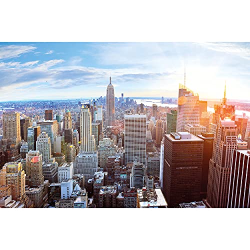 GREAT ART® XXL Affiche – Skyline de New York – Décoration murale Penthouse Sunset Manhattan America Déco Big Apple NYC Affiche murale (140 x 100 cm)