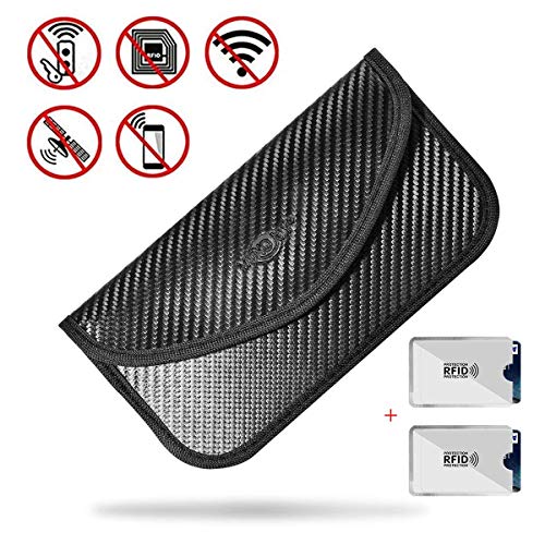 MONOJOY Faraday Bolsa para Llaves de Coche | Funda de Bloqueo de señal RFID | Funda de Bloqueo de señal de Llave de Coche | 2 bloqueadores de señal de Tarjeta | Bloques RFID/WiFi//NFC