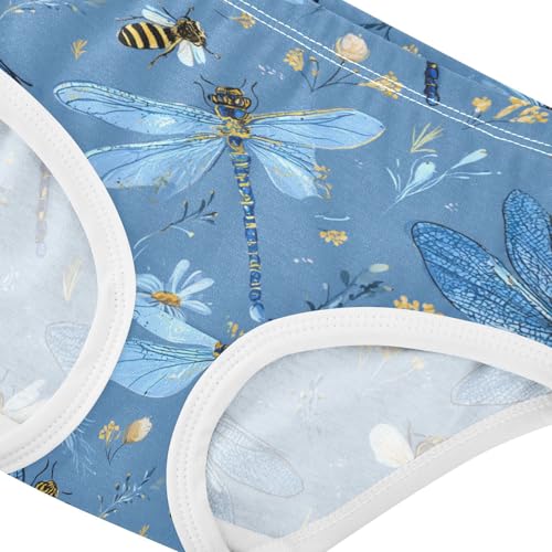 Wusikd Dragonfly Girls' Underwear Cotton Bees Blue Girls Briefs Soft Toddler Underwear 2T4