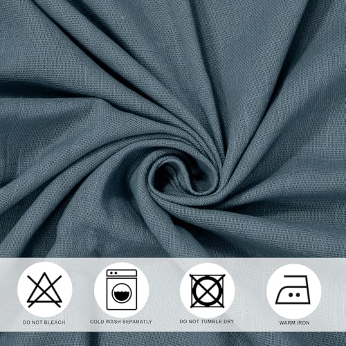 Image of THE LINEN COMPANY Window Curtains Cotton Sheer Curtains with Pom Pom Lace Rod Pocket Transparent Net Curtains for Window Curtains Living Room Curtains Navy Blue 6 Ft Pack of 2