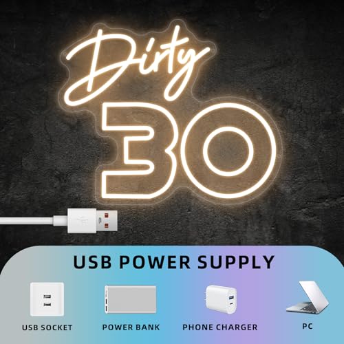 Image of Dirty 30 Birthday Neon Sign for Her, Dirty Thirty 30th Birthday Decorations for Him, Good Neon Sign Gift for Wall Backdrop Decor,15.7x 13 inch