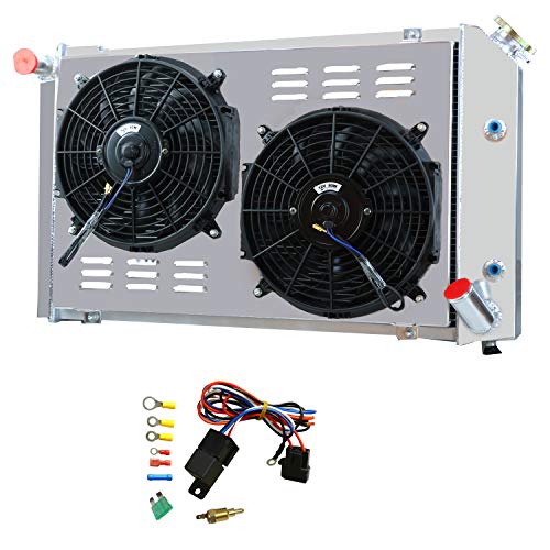 OzCoolingParts 3 Row Core Aluminum Radiator + 2 x 12" Fan w/Shroud + Thermostat/Relay Wire Kit for 1977-1982 78 79 80 81 Chevy Corvette C3 350ci 5.7L/5.0L V8 Engine