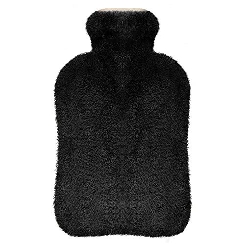 Bouillotte, opamoo Bouteille d'eau Chaude avec Housse 2L Bouillotte eau Chaude Bouillotte Peluche Amovible et Lavable Bouillotte en Caoutchouc Naturel Aide à Fournir Les Plus de Chaleur et de Confort Cover