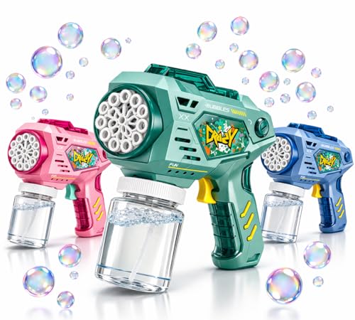 Image of Electric Bubble Gun for Kids 3+ | 15 Hole Automatic Bubble Maker Toy with LED Lights | Leak-Proof Bubble Bottle | Easy Trigger & Ergonomic Grip (Multicolor)
