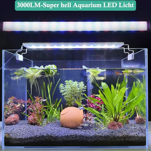 FEDOUR Full Spectrum LED Aquarium Licht: 60-80cm Klassische Aquariumleuchte mit Timer, Aquarium Pflanze Licht mit Stabilen Ausziehbaren Halterungen
