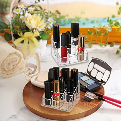 Image of Foraineam 6 Pack Lipstick Holder Organizer, 9 Spaces Clear Lip Stick Storage Stand Container, Small Cosmetic Beauty Makeup Display Cases for Lipsticks, Lipgloss, Brushes, Bottles