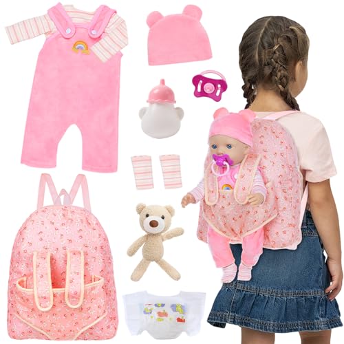 Baby Doll Clothes with Doll Backpack Carrier for 14-18 Inch ...