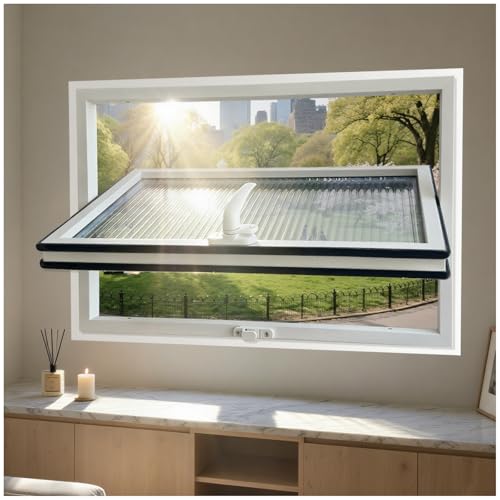 40x24in Windows for houses, 360° Rotation Sliding Window, Flush Mount Rotating Ventilated Windows, Basement Window with Tempered Glass, for Bathroom/Kitchen/Warehouse/Playhouse (White, 40x24in)