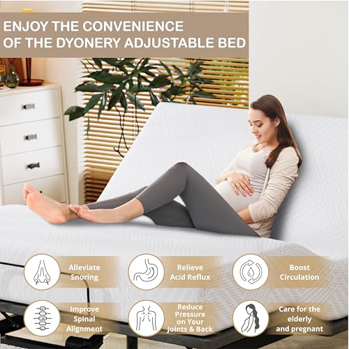 Image of Dyonery Full Size Adjustable Bed Frame + 10 Inch Gel Memory Foam Mattress | Wireless Remote, Head and Foot Incline, Zero Gravity, Gel-Infused Foam, Fiberglass Free Mattress, Tools-Free Assembly