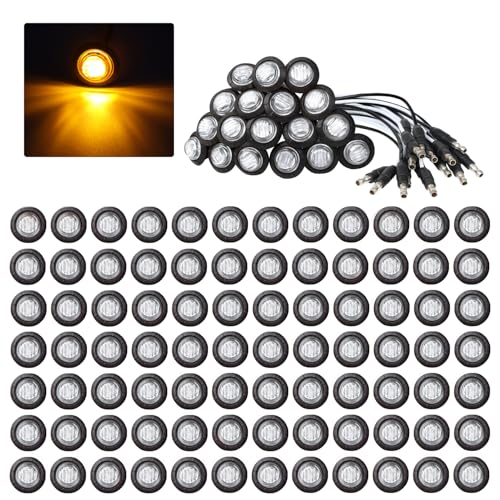 TMH 3/4 Inch LED Amber Side Marker with Clear Lens (Pack of 100)