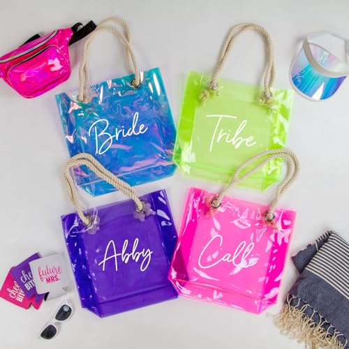 Bolso Tote Transparente Neon con Asas de Cuerda miniatura 5