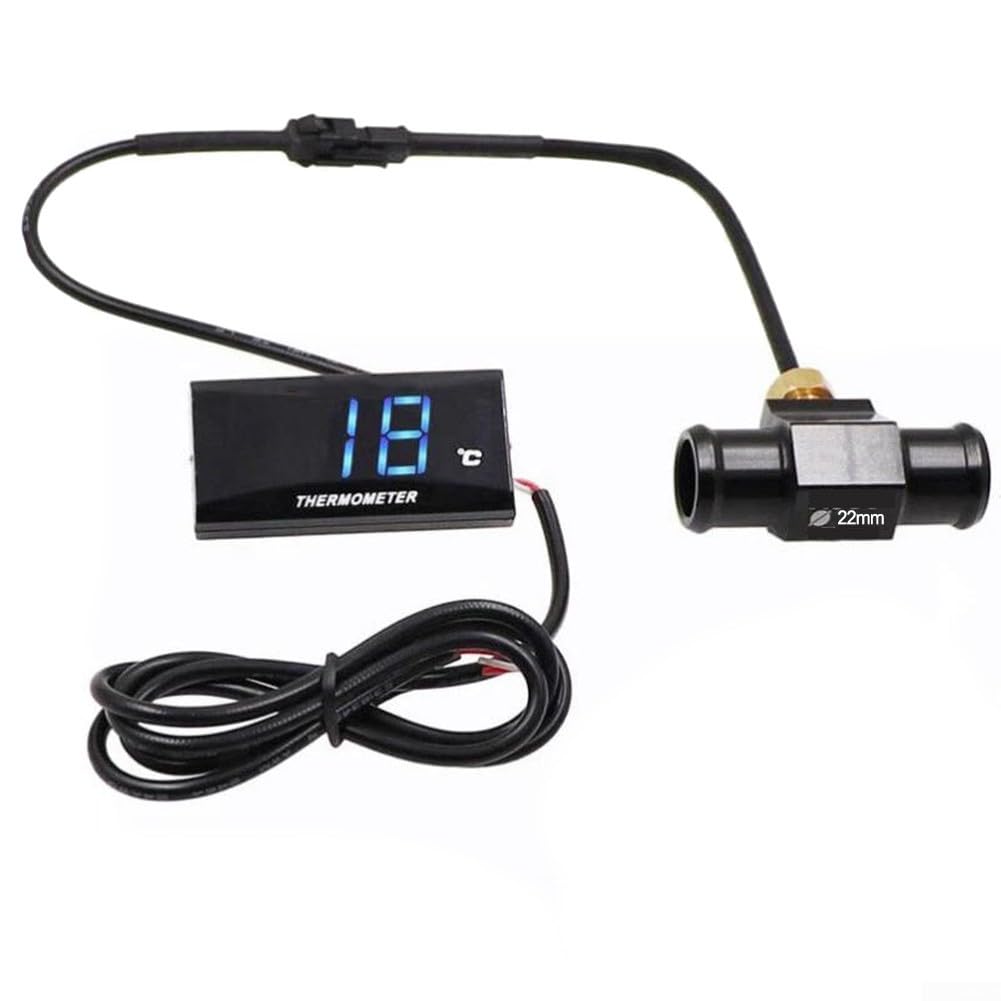 Medidor digital de temperatura del agua para motocicleta, con pantalla LCD de alta resolución, kit de sensor higrómetro de termómetro de CC 12 V, para coches de carreras y scooters (22 mm)