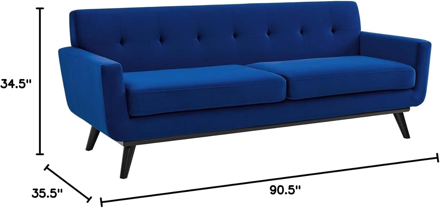 Modway Engage Performance Velvet Sofa with Navy Finish EEI-5600-NAV