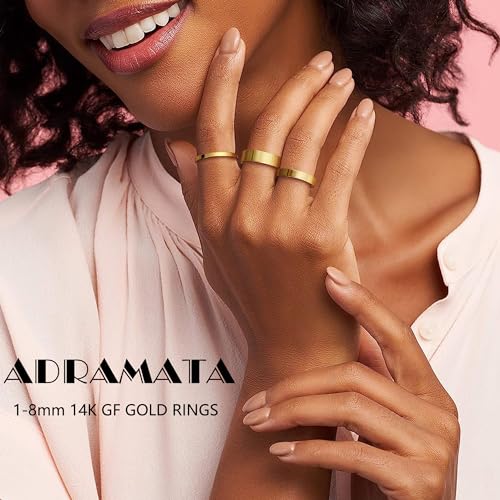 ADRAMATA 14K Gold Filled Stacking Rings - Set of Thin Band Plain Pinky & Thumb Finger Rings in Trendy Mid Statement Styles2