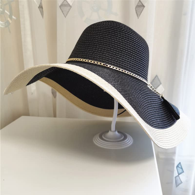 Cappello di Paglia 聽Cappello Estivo da Donna Cappello da Spiaggia A Tesa Larga Larga Cappello di Paglia Impacchettabile da Donna Cappello da Spiaggia Femminile Cappello Panama