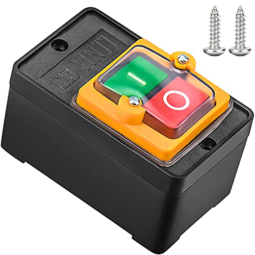 Wandefol Bouton-poussoir, AC220V / 380V 10A Commutateur à Bouton Étanche Interrupteur Marche Arrêt Interrupteur Machine Outil
