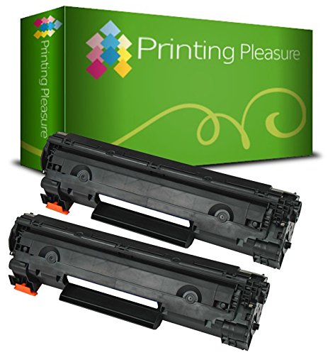 Printing Pleasure Compatible CB436A 36A Laser Toner Cartridges for HP Laserjet P1505 P1505N P1506 M1120MFP M1120N M1520 M1522MFP M1522N M1522NF - Black (Pack of 2)