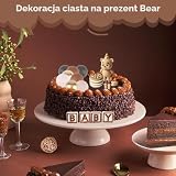 GZGXKJ 25 sztuk dekoracji tortów dla dzieci, miś brązowy, miś Teddy, ozdoby do ciast, topper do tortu, brązowy miś Boho, dekoracja ciasta DIY, kulki "BABY", pudełko prezentowe, dekoracja tortu na