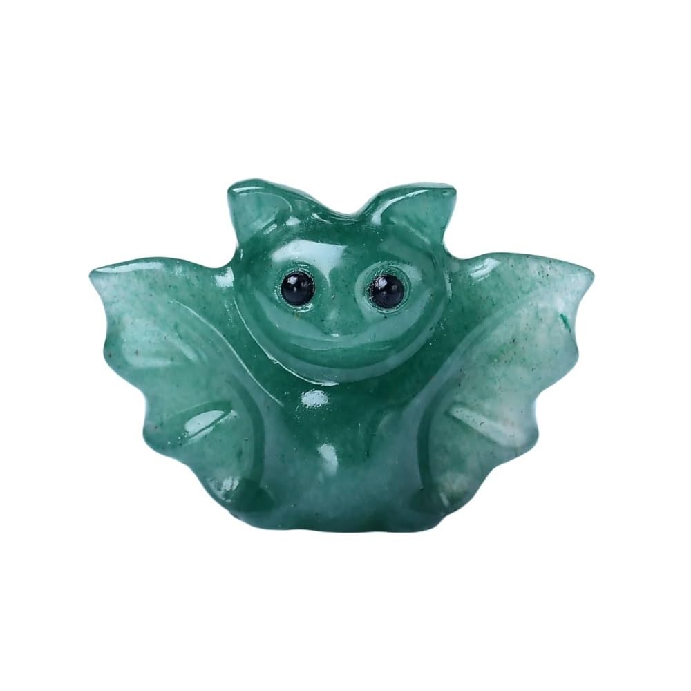 HUFFA Handcrafted Crystal Carved Bat - Unique Decorative Piece for Home and Office(Green aventurine)