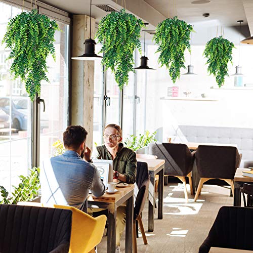 Whonline 3Pcs Artificial Hanging Plants Boston Fern, Waterproof & Uv Resistant Fake Plastic Greenery Vine, Faux Hanging Plants For Patio Porch Decor Indoor Outdoor Garden Decoration #TOP6
