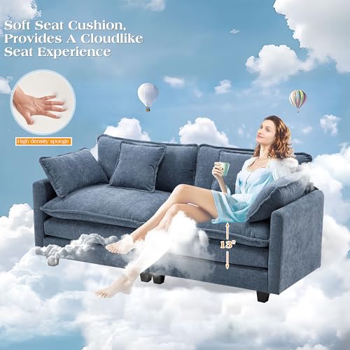 Image of 77.6 inch Modular Sectional Sofa,Loveseat Couch for Living Room, Modern Deep Seat Sofa 2 Seater Chenille Fabric Comfy Cloud Couches with Throw Pillows Apartment