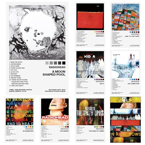 UJBVCX Juego de 9 Portada de Álbum, Póster de Banda de Rock,